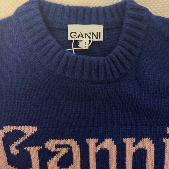 GANNI Blue Jacquard Sweater, Small - Picture 8 of 10